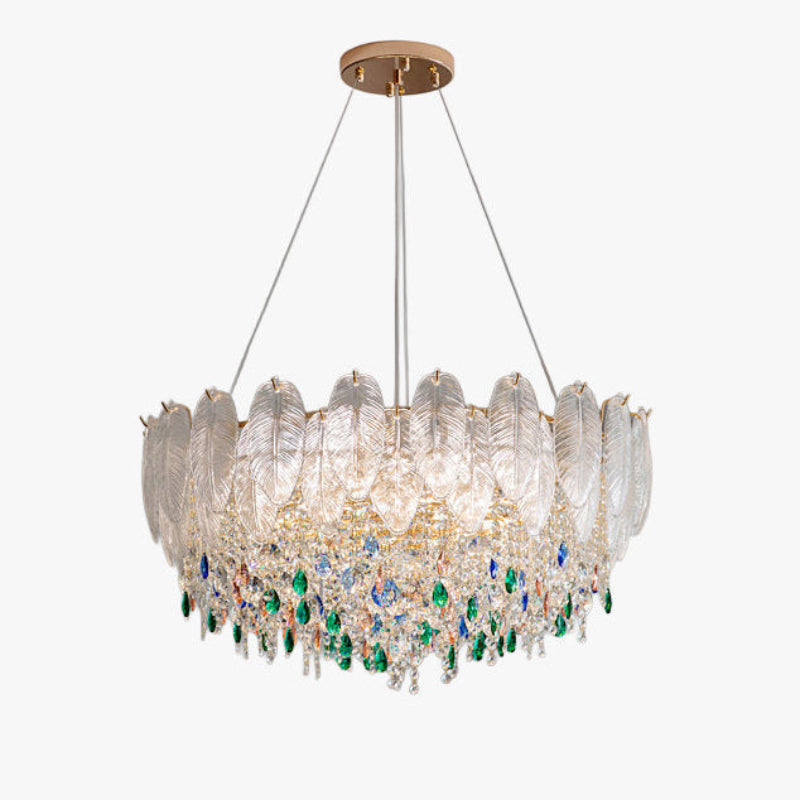 Antizer Luxury Glass Feather Shaped Chandelier
