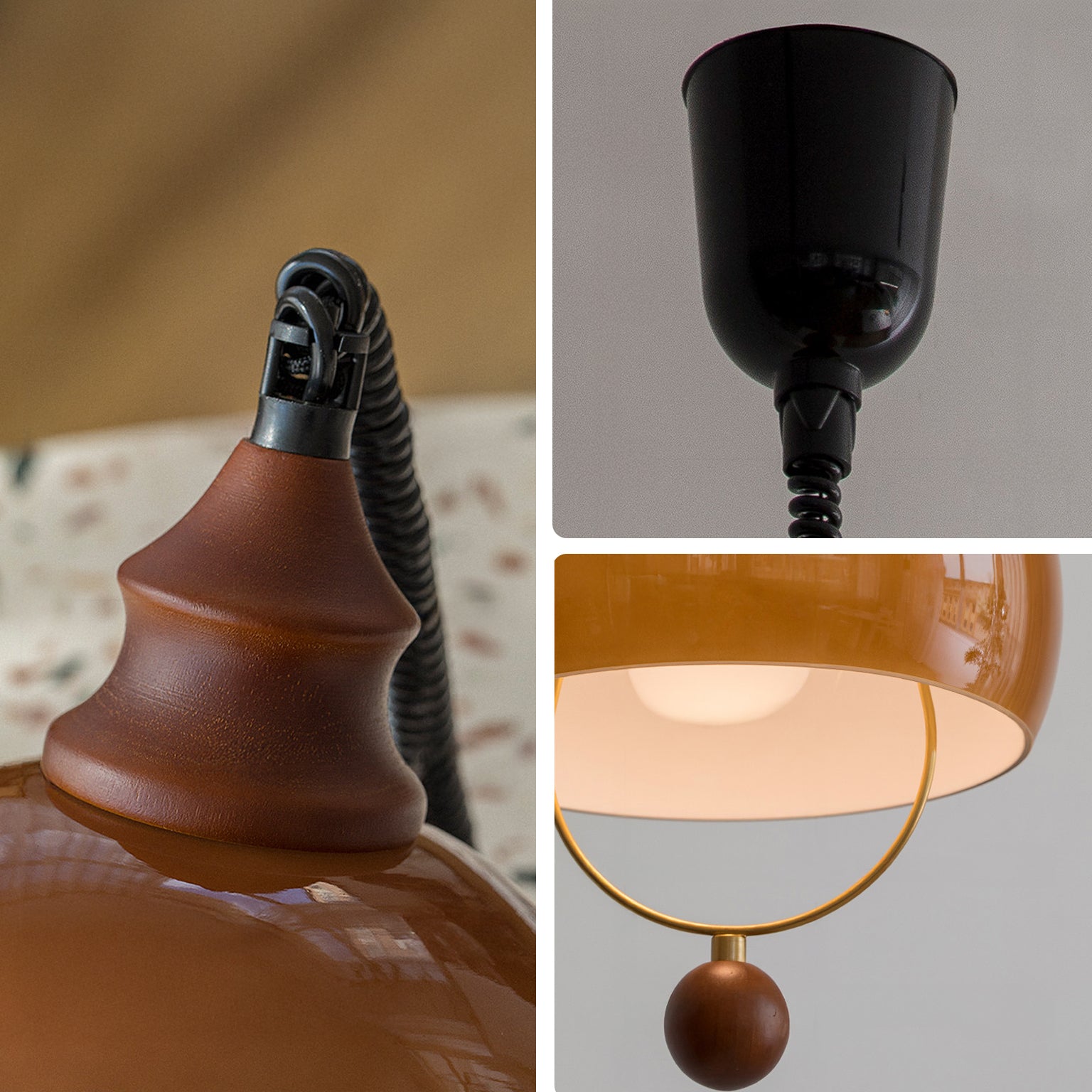 Antizer Modern Amber Glass Dome Pendant Light