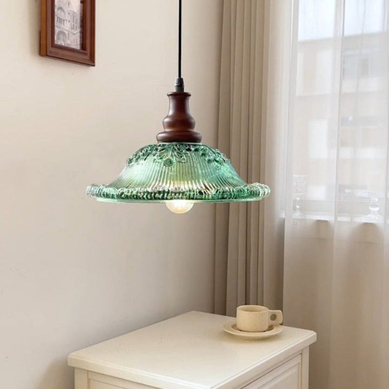 Antizer Vintage Glass Flower Rise Fall Pendant Light