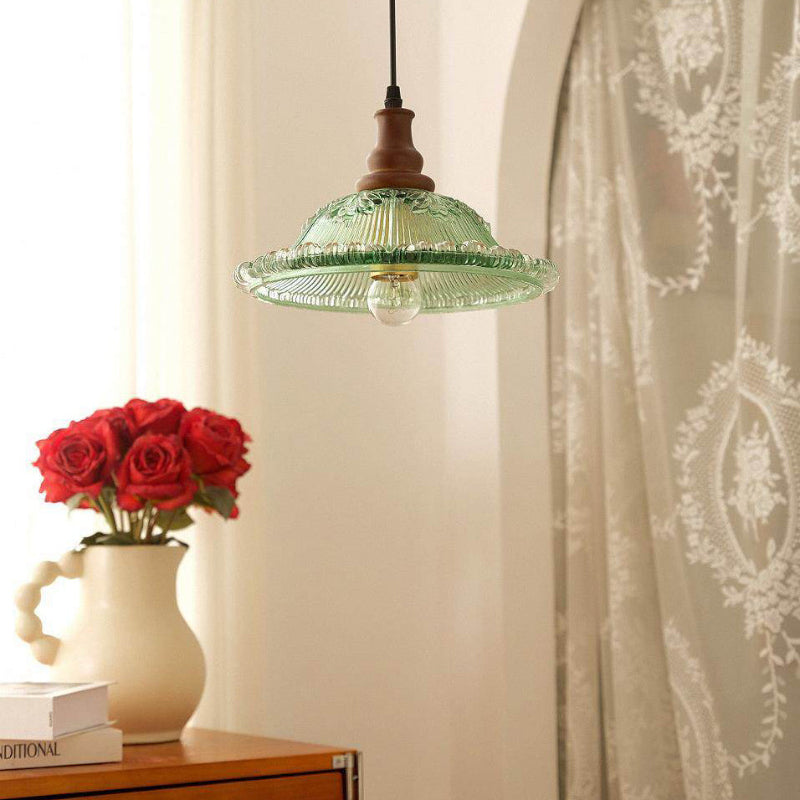 Antizer Vintage Glass Flower Rise Fall Pendant Light