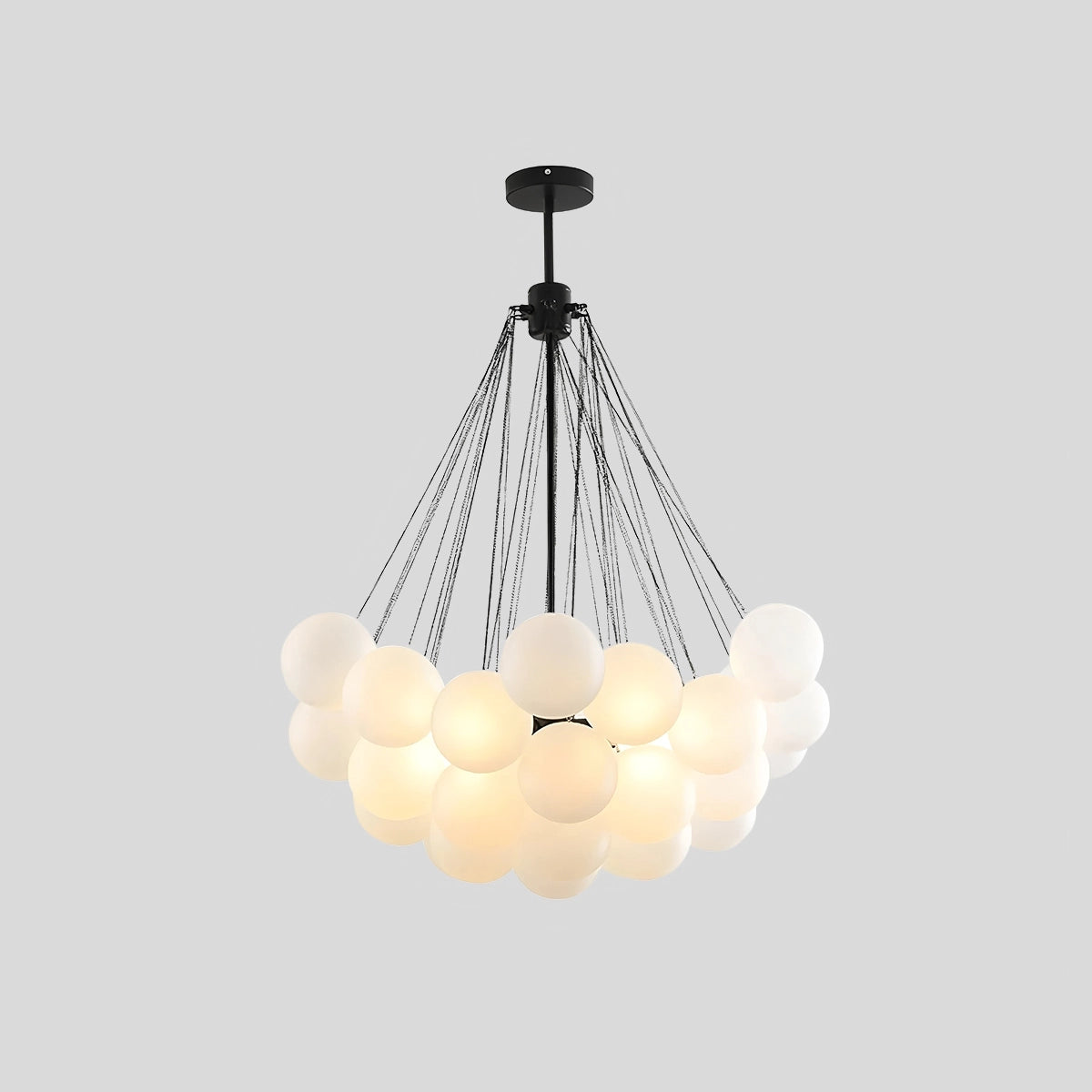 Antizer Modern Bubble Glass Chandelier for Living Room Black+White 31 heads