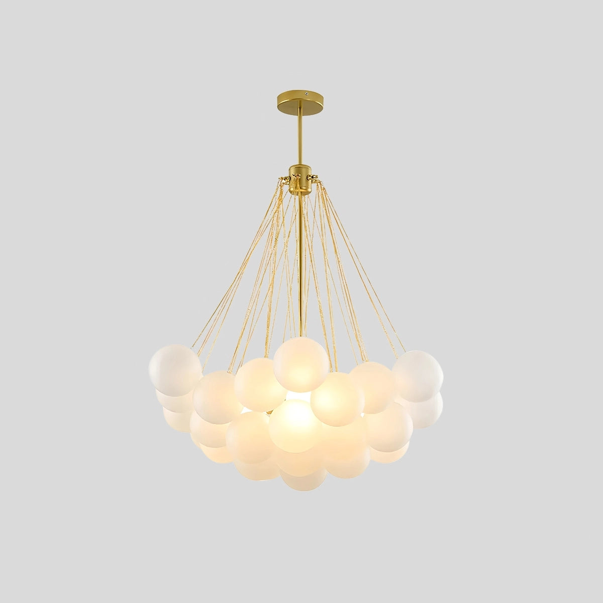 Antizer Modern Bubble Glass Chandelier for Living Room Gold+White 31 heads