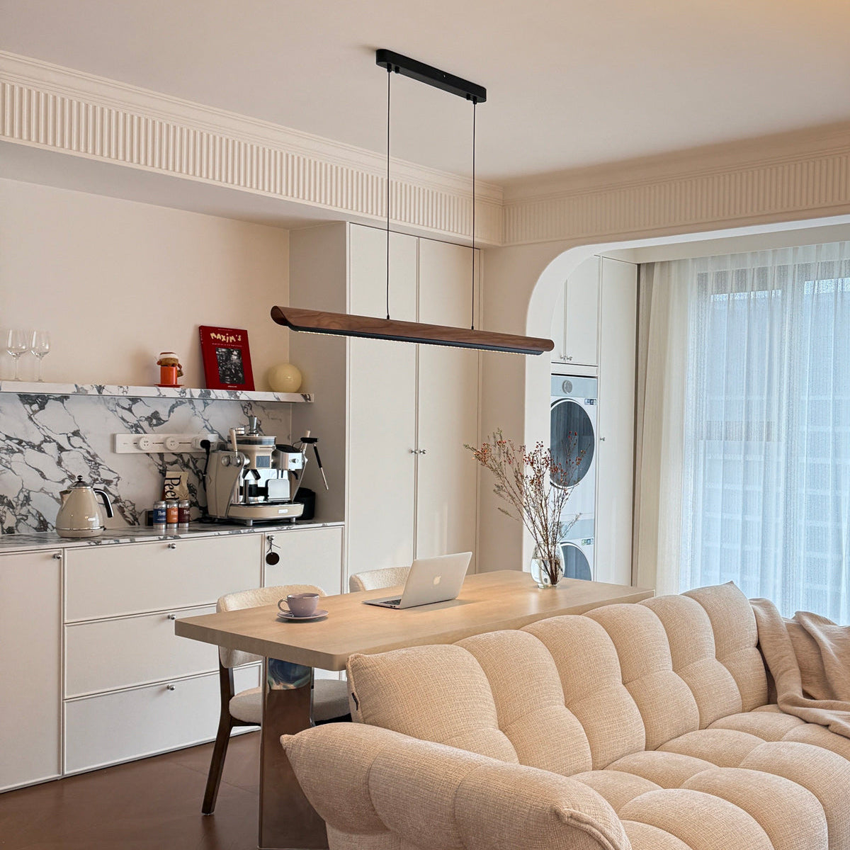 Antizer Modern Minimalist Walnut Linear Pendant Light