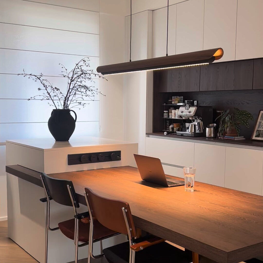 Antizer Modern Minimalist Walnut Linear Pendant Light