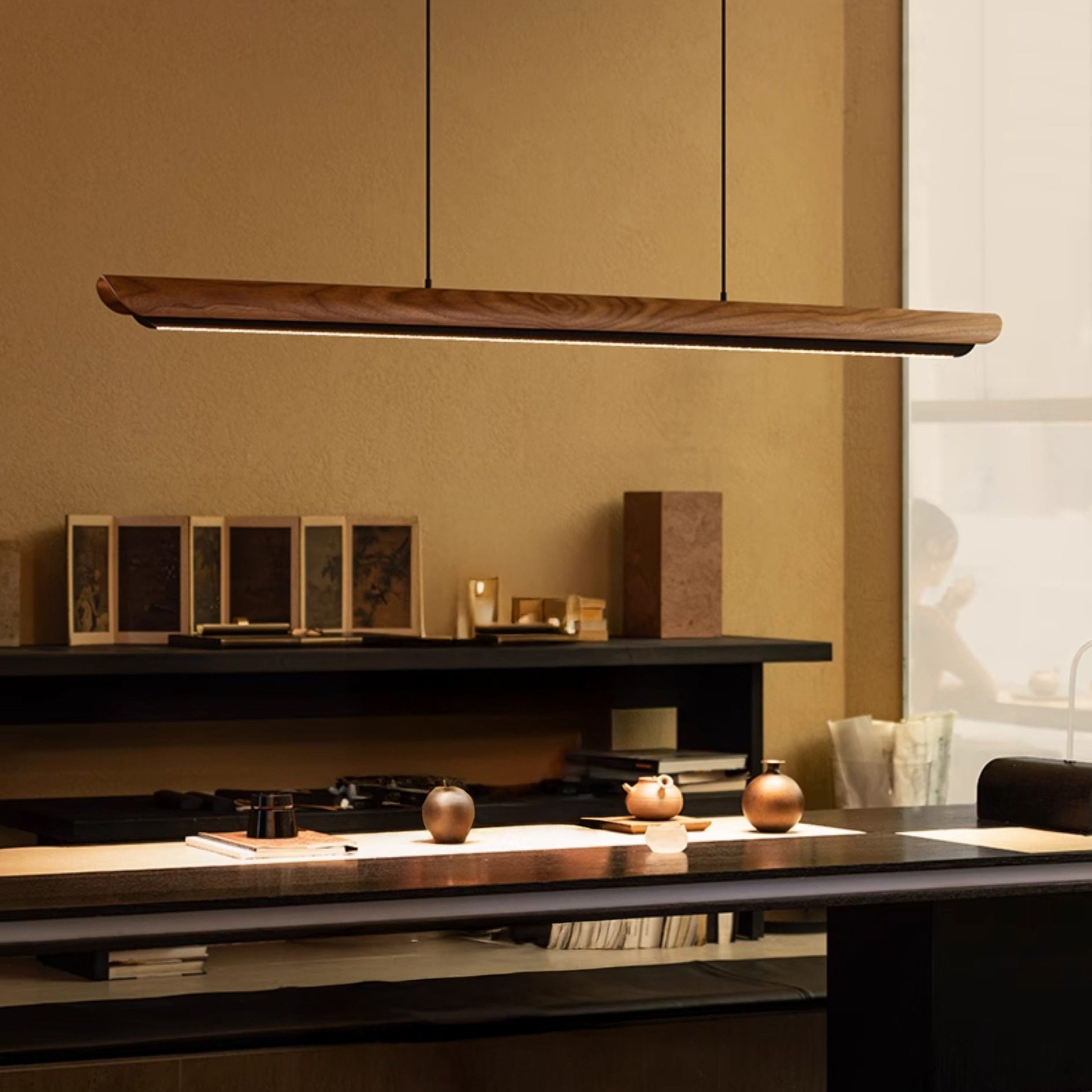 Antizer Modern Minimalist Walnut Linear Pendant Light