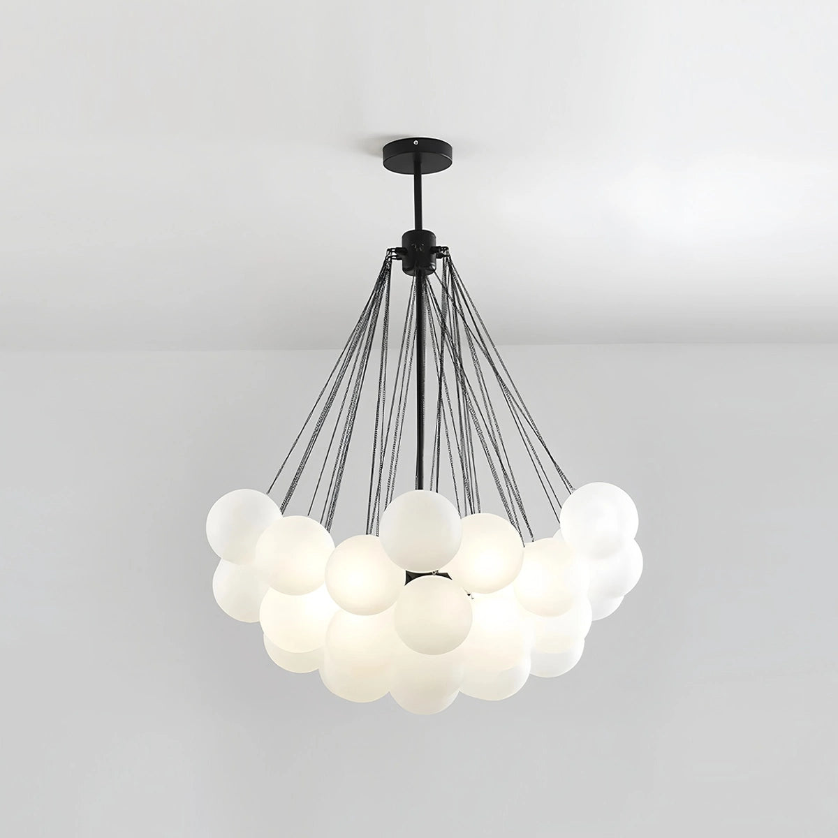 Antizer Modern Bubble Glass Chandelier for Living Room Black+White 37 heads