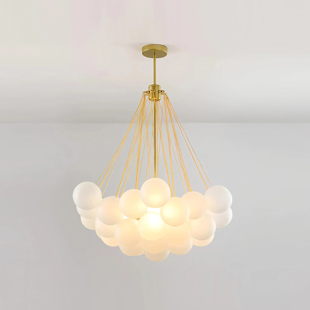 Antizer Modern Bubble Glass Chandelier for Living Room Gold+White 37 heads