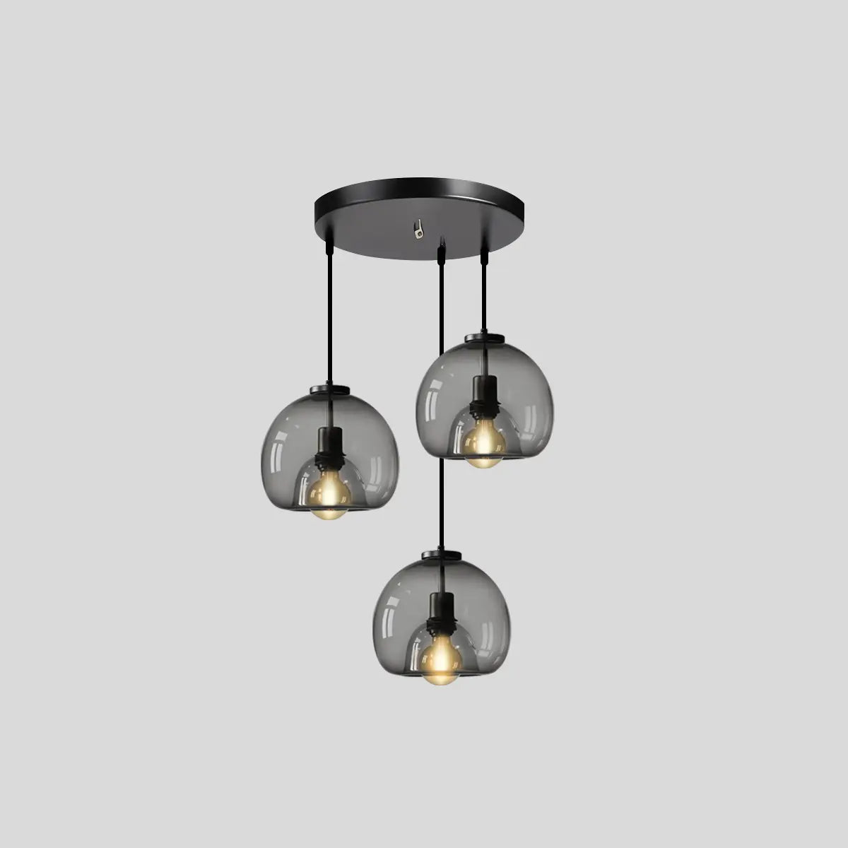 Antizer Smoky Grey Glass Pendant Light 3 Heads - Round