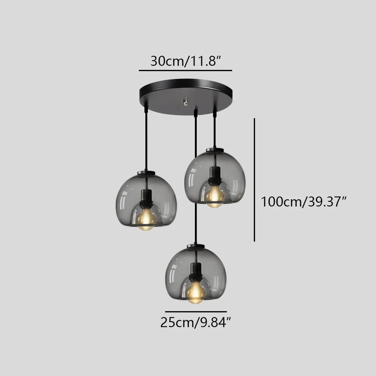 Antizer Smoky Grey Glass Pendant Light