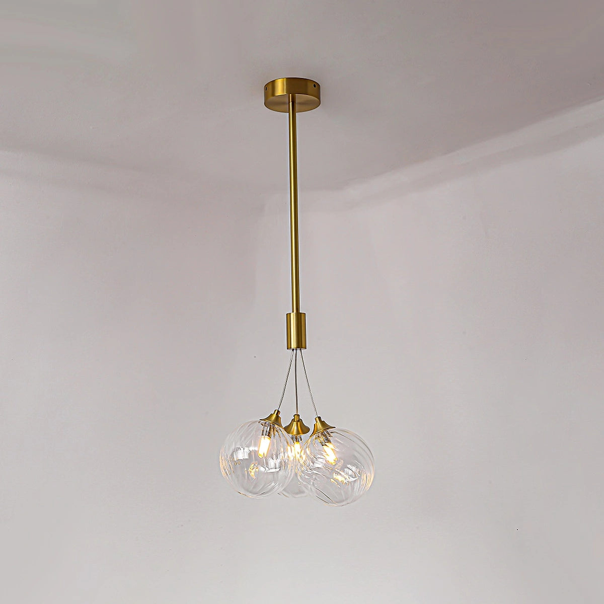 Antizer Luxury All Copper Glass Bubble Ball Chandelier 3 Lights