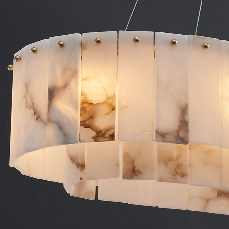 Antizer Modern Oval Linear Alabaster Chandelier