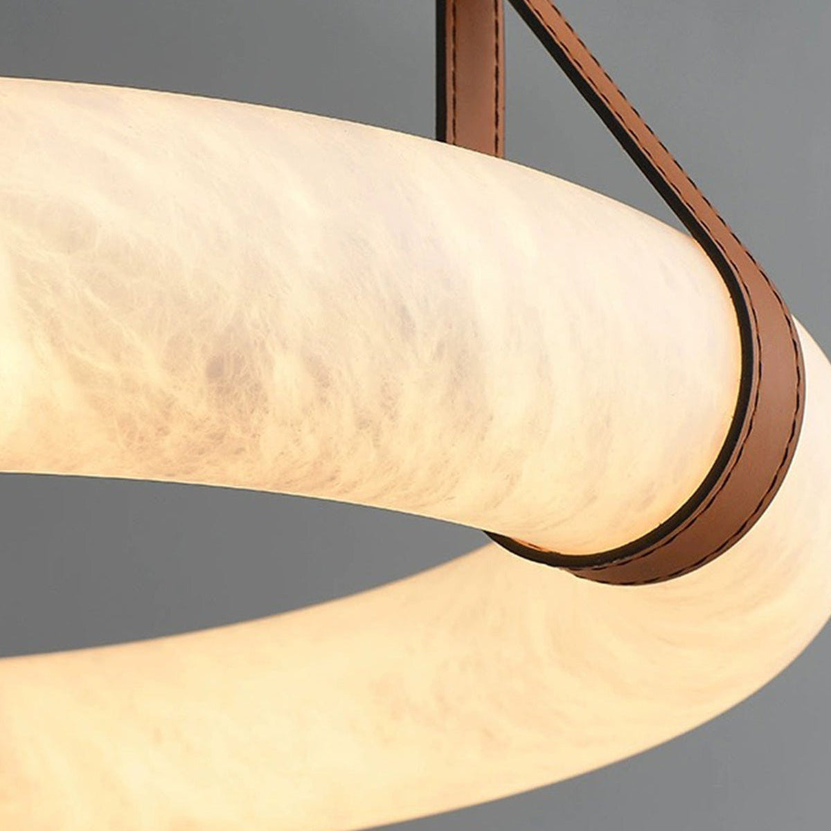 Antizer Luxury Leather Circular Alabaster Chandelier