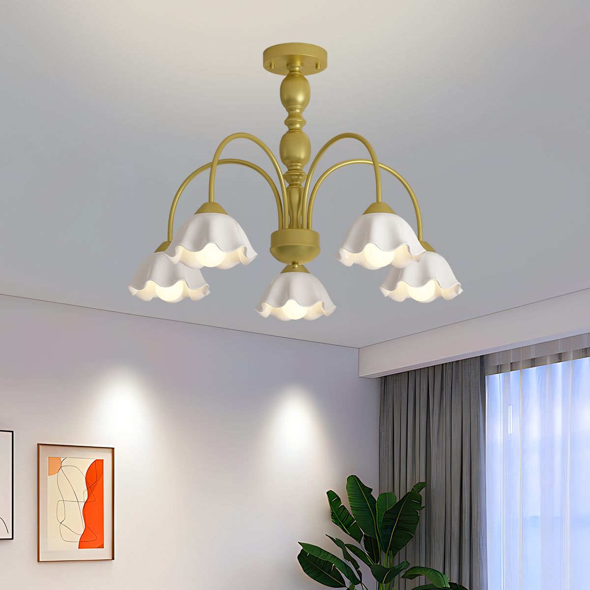 Antizer French Pastoral Style Flower Chandelier