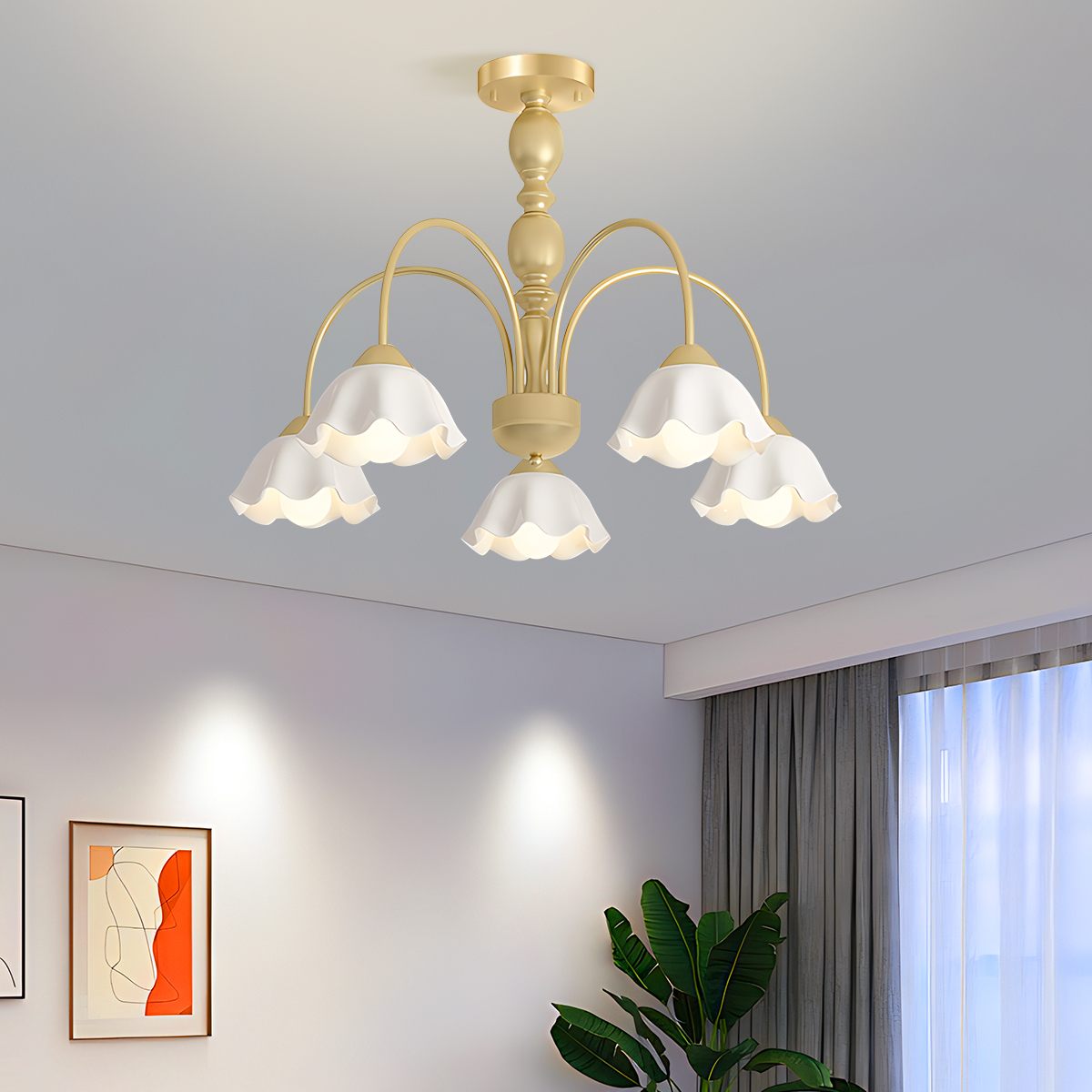 Antizer French Pastoral Style Flower Chandelier