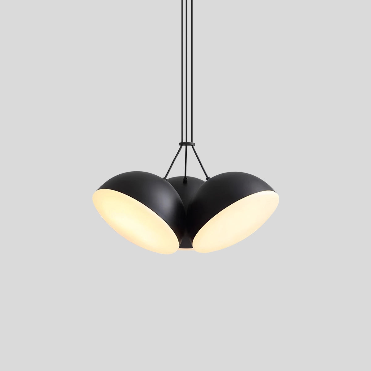 Antizer Nordic Minimalist Black Semi-Circular Pendant Light 3 Heads Warm Light