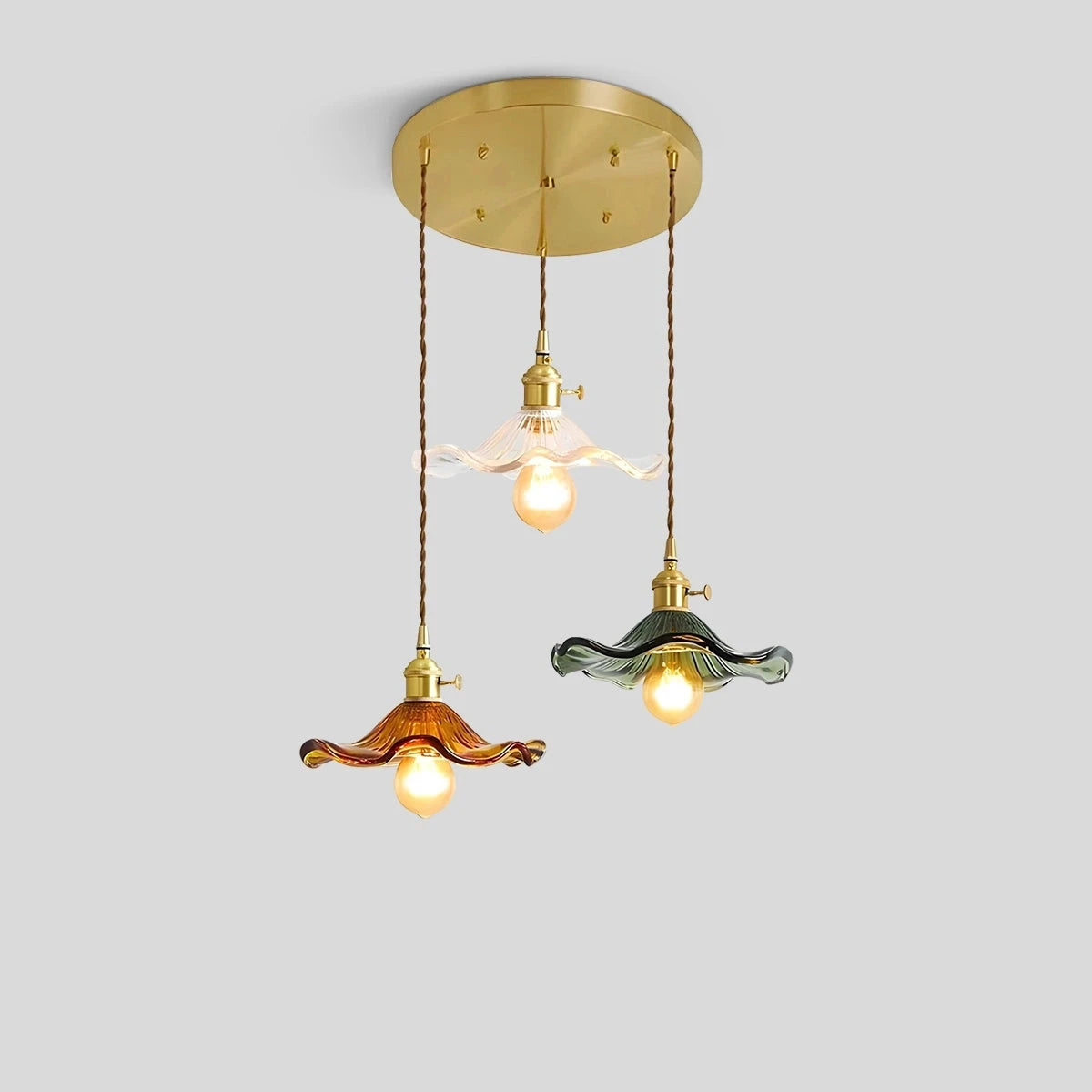 Antizer Nordic Japanese Glass Chandelier for Living Room 3 Heads Warm Light