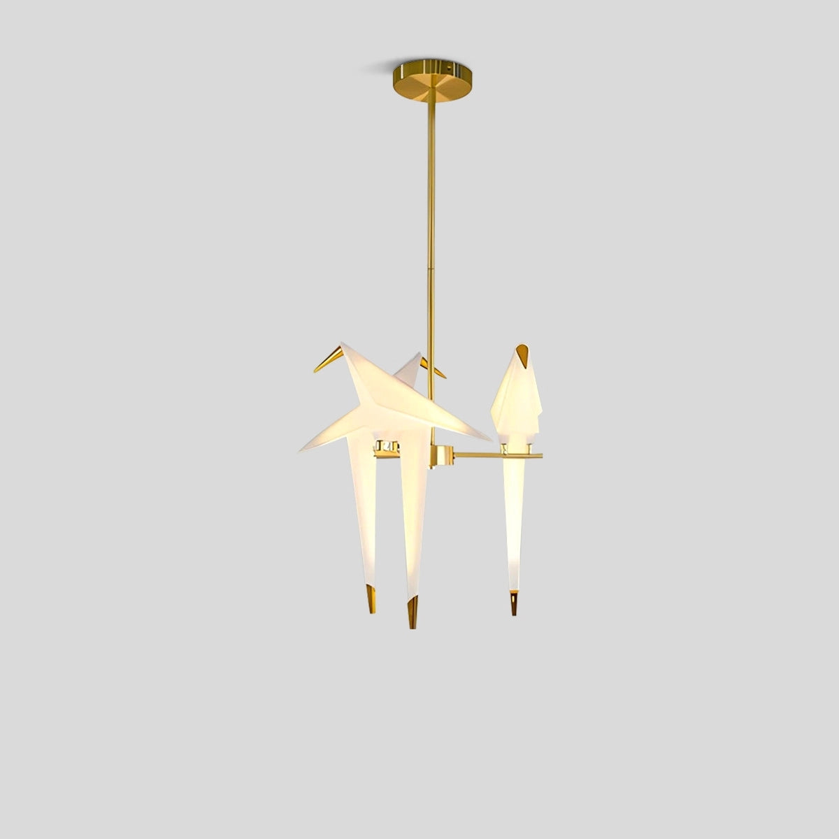 Antizer Paper Crane Bird Chandelier for Dining Room Gold & White 3 Heads B-Dia 40cm x H 90cm / ∅ 15.75″x H 35.43" Warm L