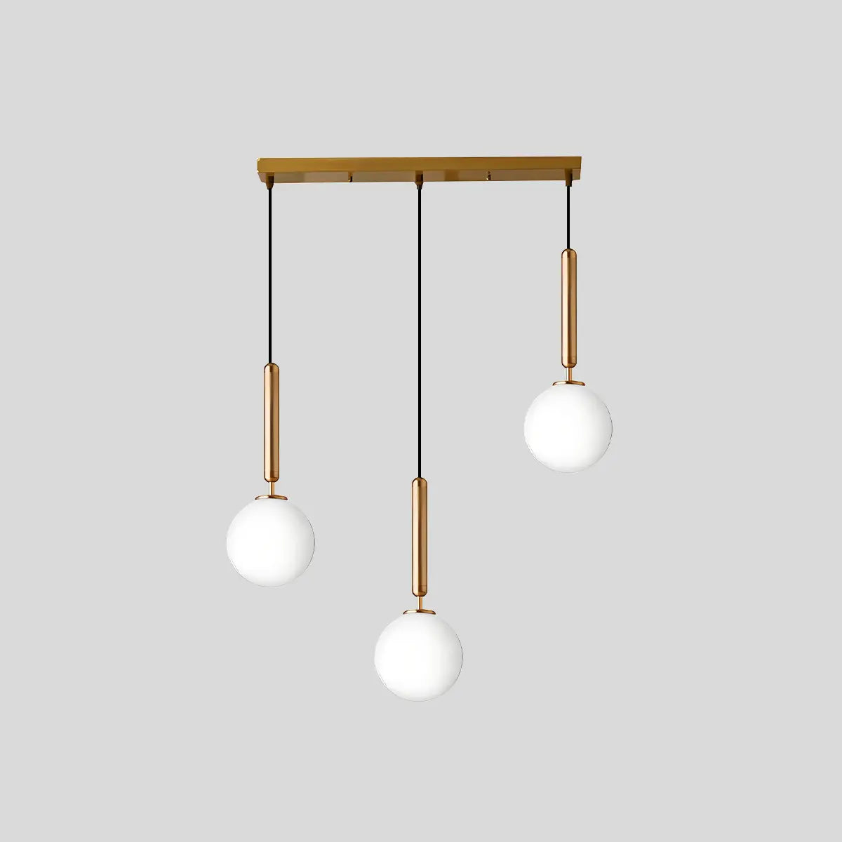 Antizer Temen Globe Glass Pendant Light for Kitchen Island Gold With Milk White Ball 3 Heads Linear
