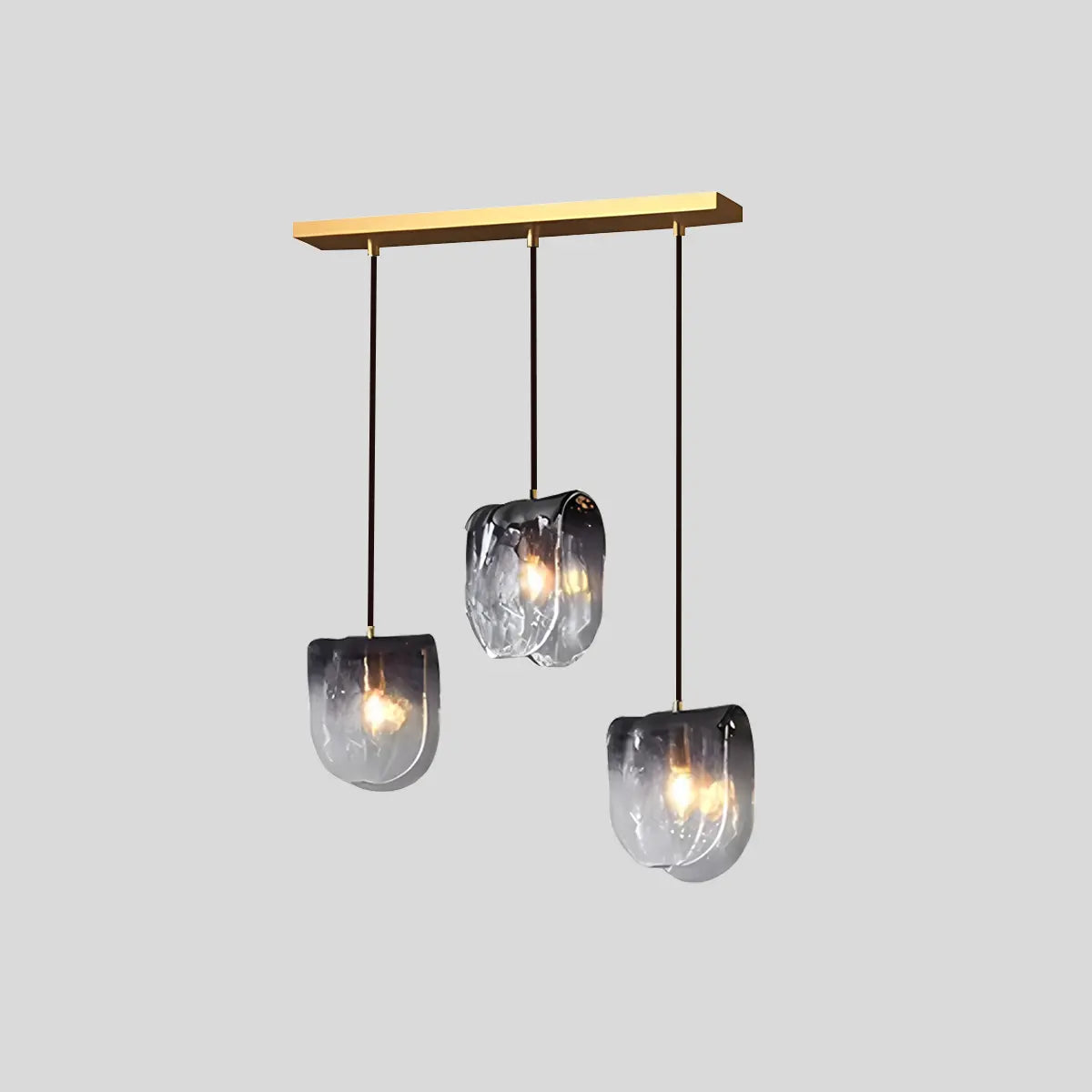 Antizer Modern Gradient Glass Pendant Light for Bedside 3 Heads Linear