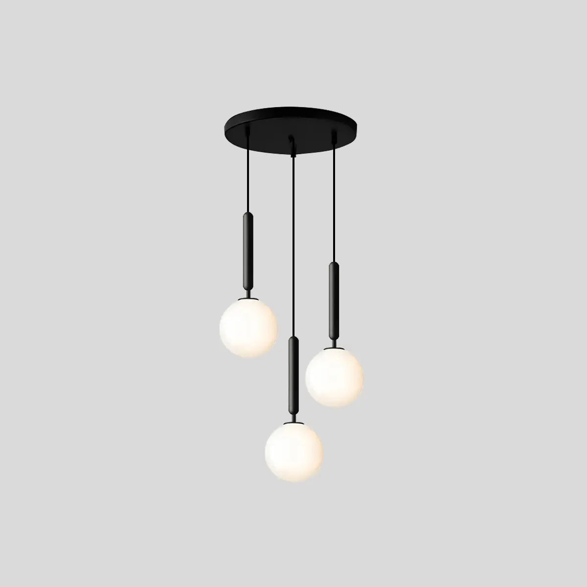Antizer Temen Globe Glass Pendant Light for Kitchen Island Black With Milk White Ball 3 Heads Round