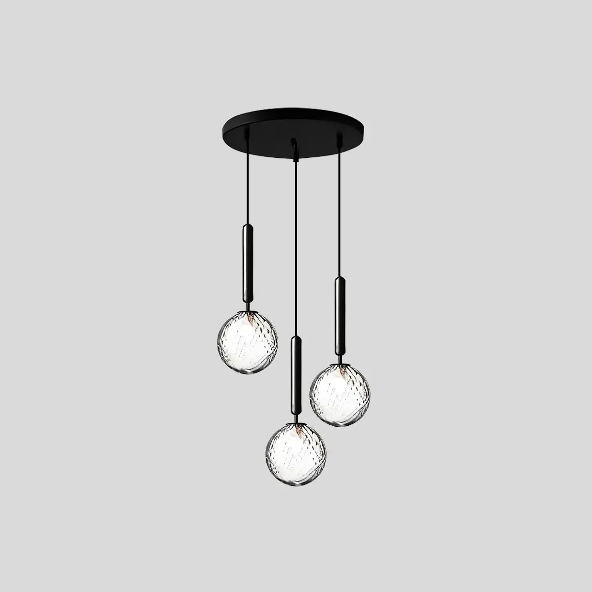 Antizer Temen Globe Glass Pendant Light for Kitchen Island Black With Transparent Ball 3 Heads Round
