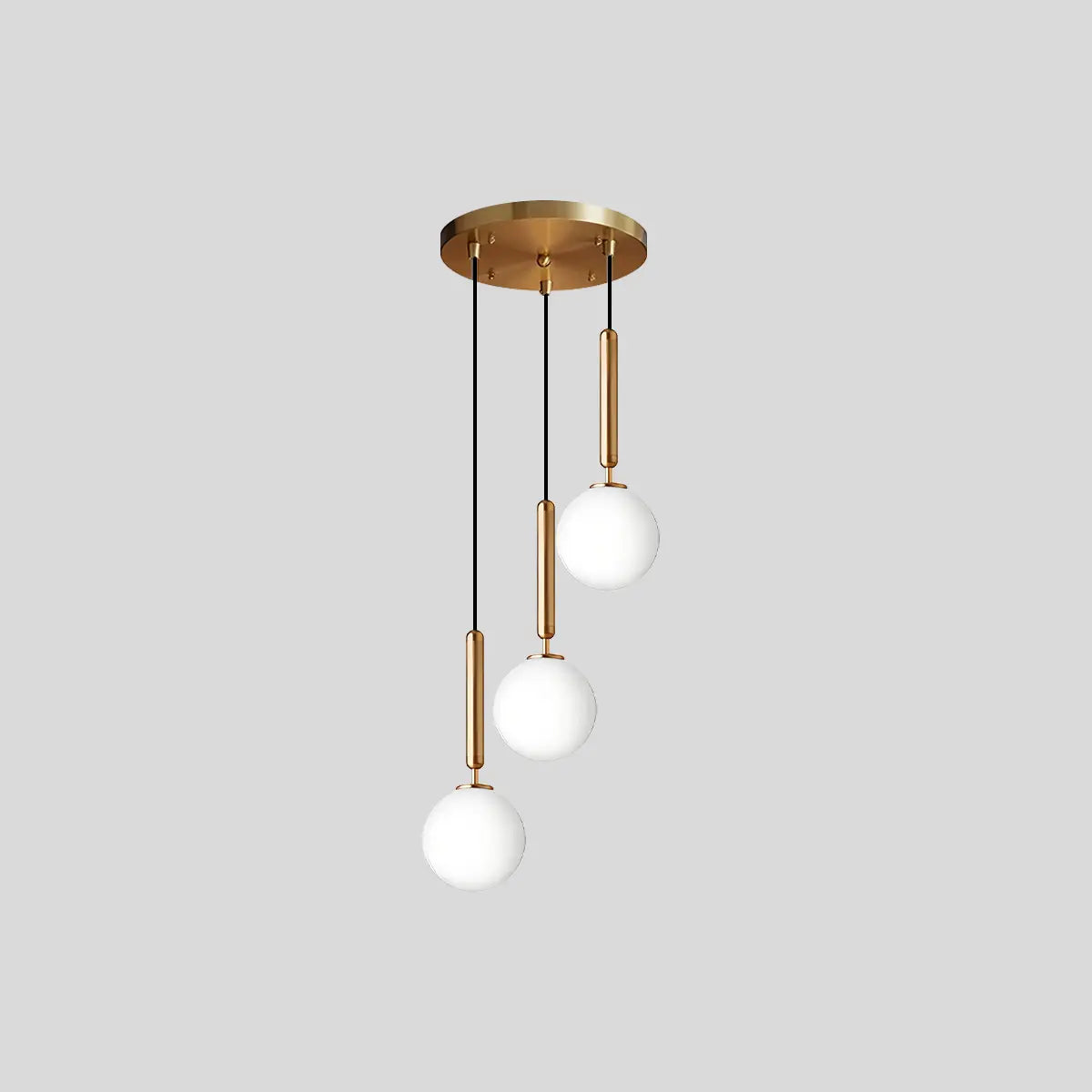 Antizer Temen Globe Glass Pendant Light for Kitchen Island Gold With Milk White Ball 3 Heads Round