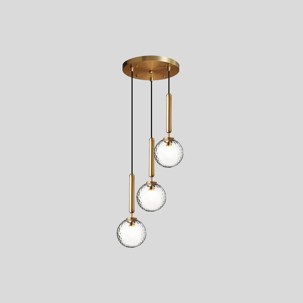 Antizer Temen Globe Glass Pendant Light for Kitchen Island Gold With Transparent Ball 3 Heads Round