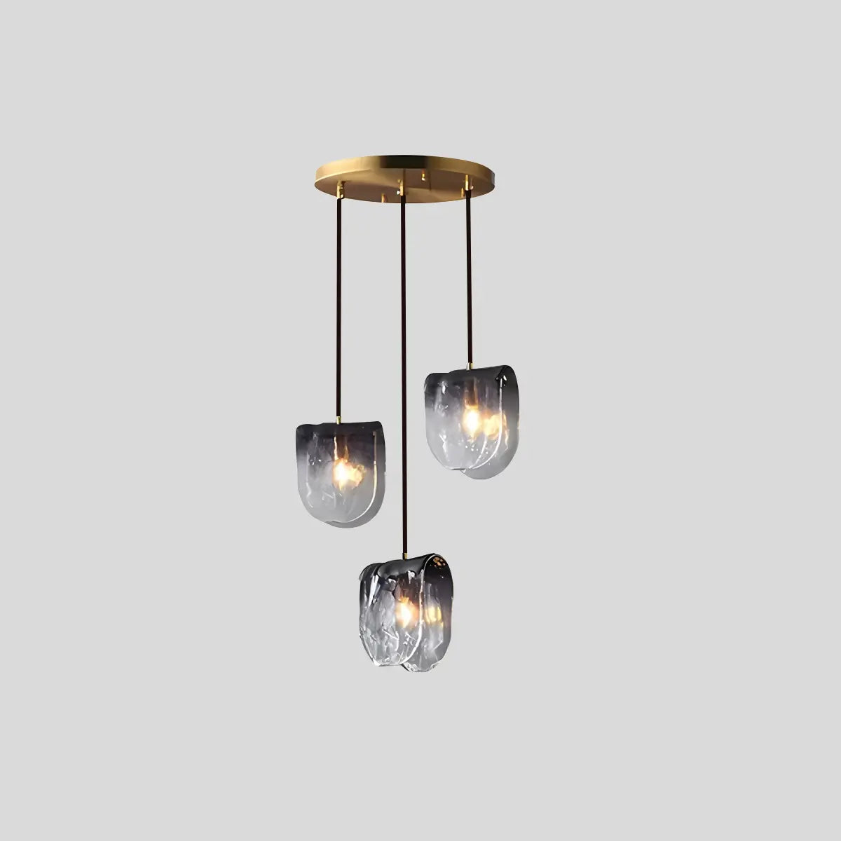 Antizer Modern Gradient Glass Pendant Light for Bedside 3 Heads Round