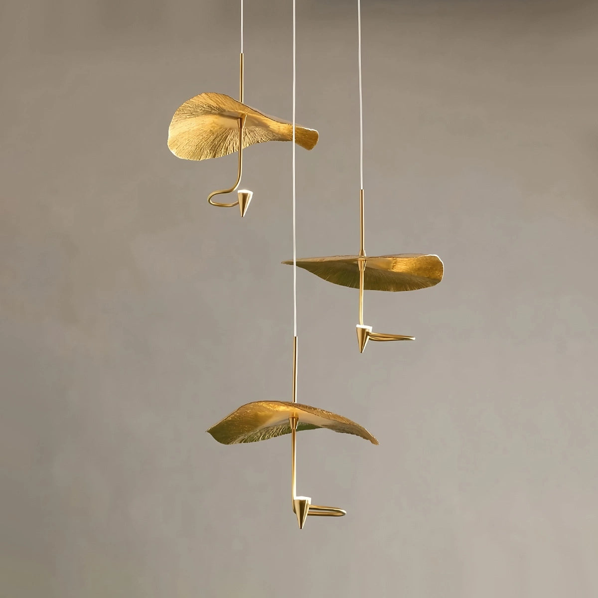 Antizer Orlia Brass Lotus Leaf Chandelier 3 Heads