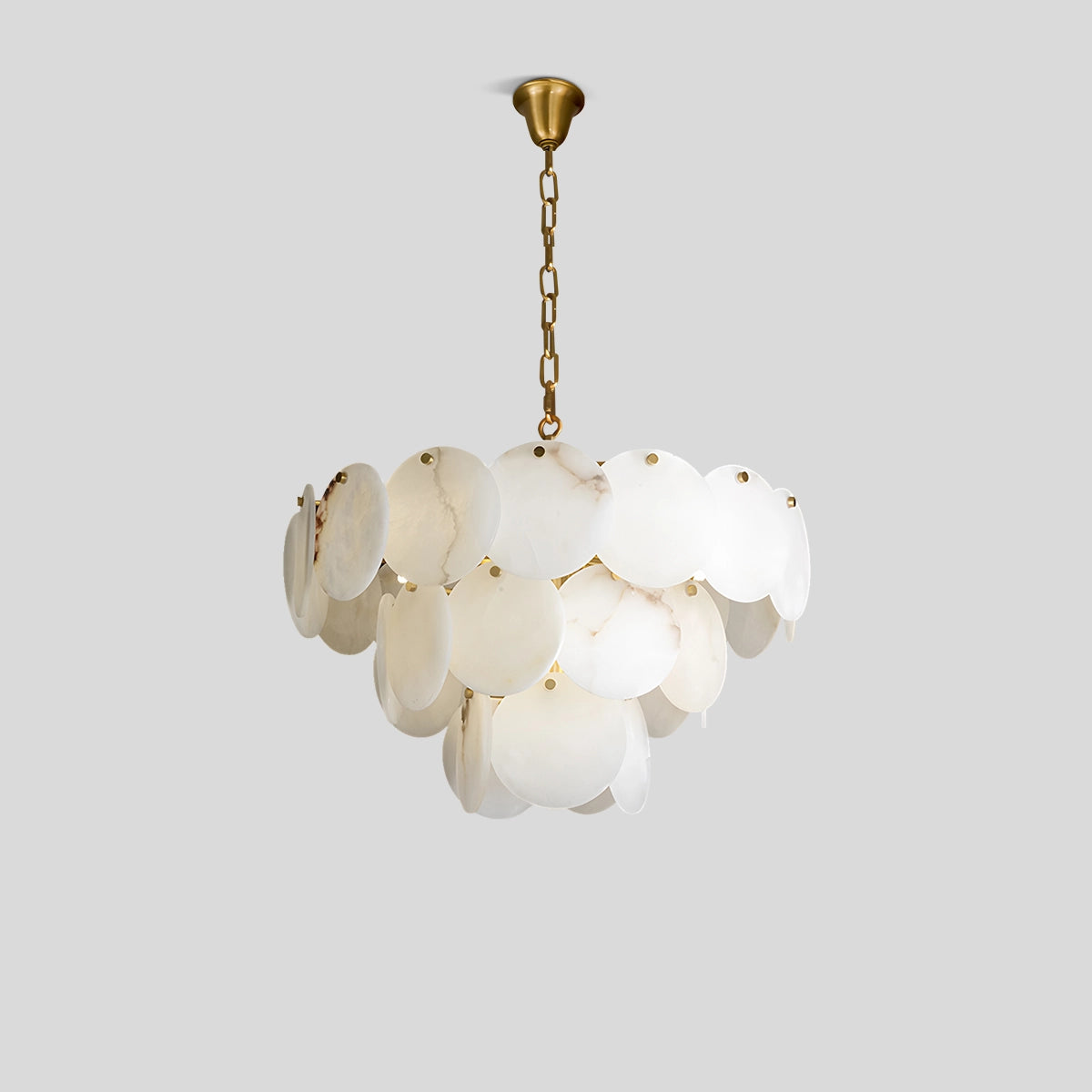 Antizer Modern Round Shell Spanish Alabaster Chandelier 3 Layers