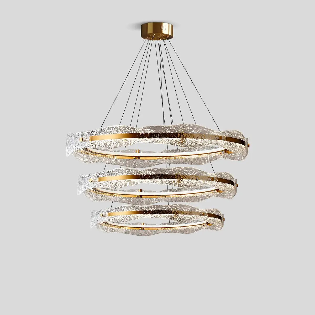 Antizer Water Pattern Glass Chandelier for Living Room 60cm+80cm+100cm / 23.62"+31.50"+39.37" Tri-color Dimming