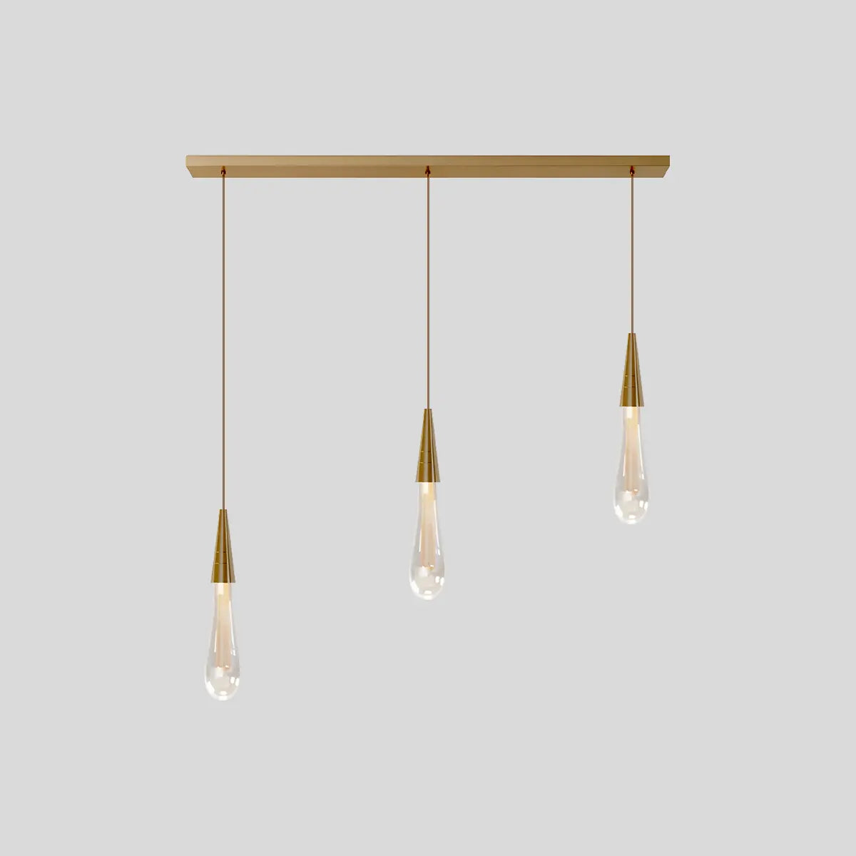 Antizer Drop Crystal Chrome Pendant Light for Bedroom 3 Pcs Linear