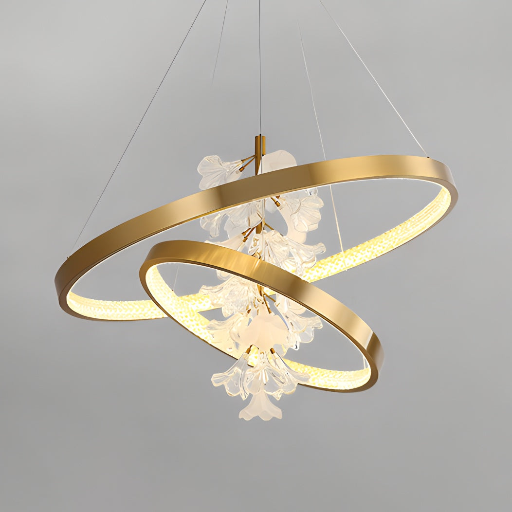 Antizer Nordic Light Luxury Ring Creative Chandelier 2 Circle-Ф40cm / 15.75+Ф60cm / 23.62" Tricolor Dimming