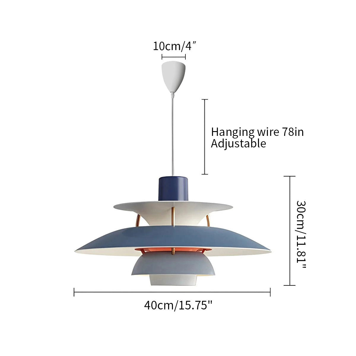 Blue PH5 multi pendant lamp dimensions
