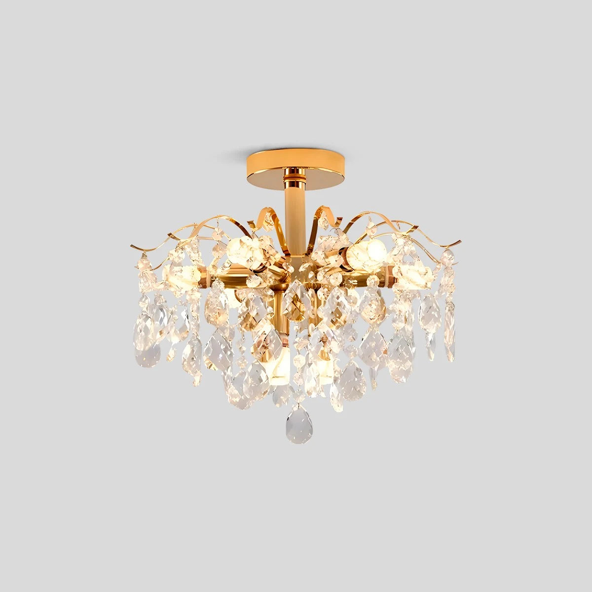 Antizer French Vintage Crystal Ceiling Chandelier 42cm / 16.54" Tricolor Dimming