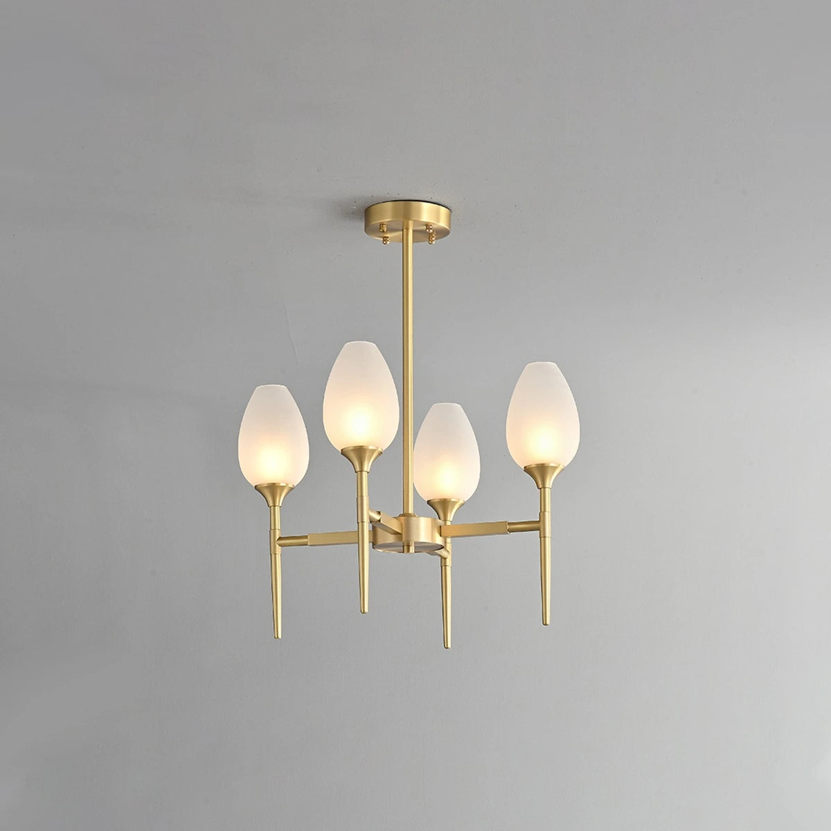 Antizer American All-Copper Bud Glass Chandelier 4 Lights