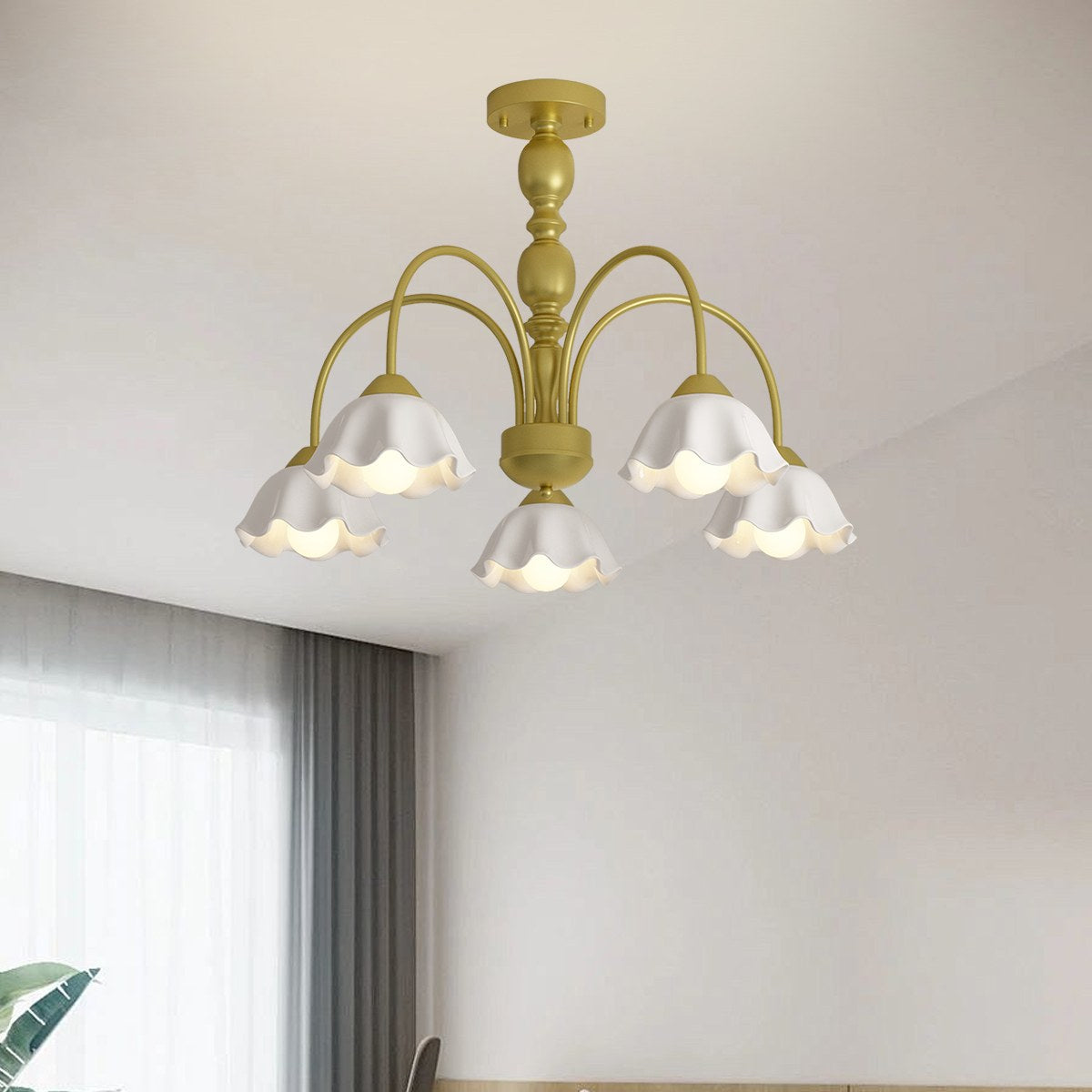 Antizer French Pastoral Style Flower Chandelier