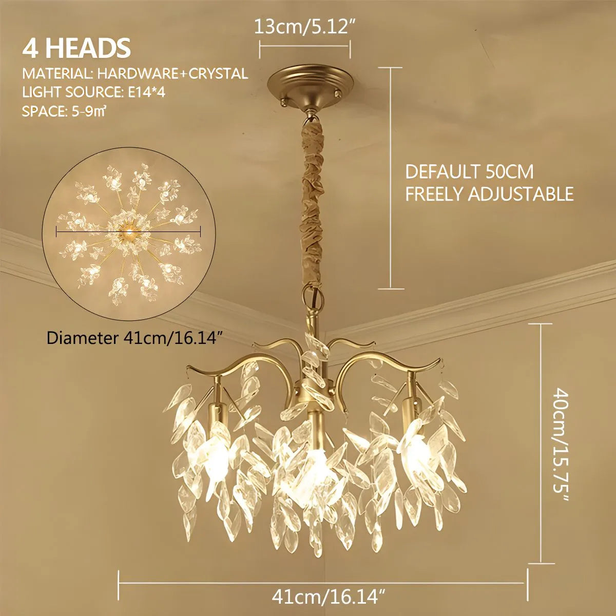 Antizer French Light Luxury Crystal Chandelier