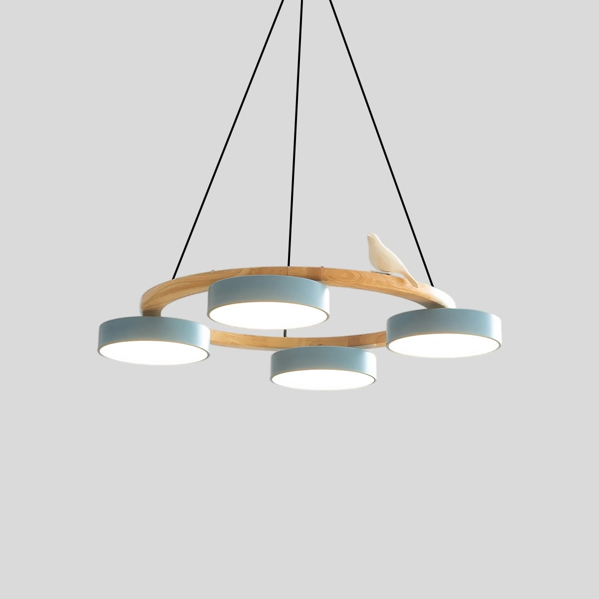 Antizer Sienna Bird Round Chandelier for Living Room 4 Heads Blue