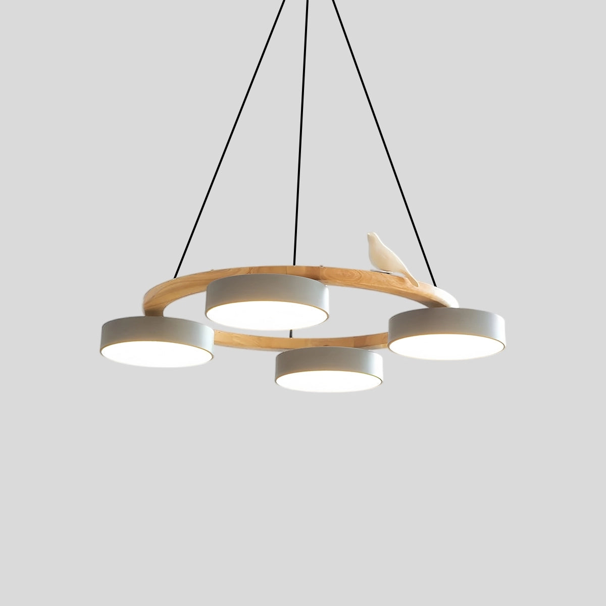 Antizer Sienna Bird Round Chandelier for Living Room 4 Heads Gray