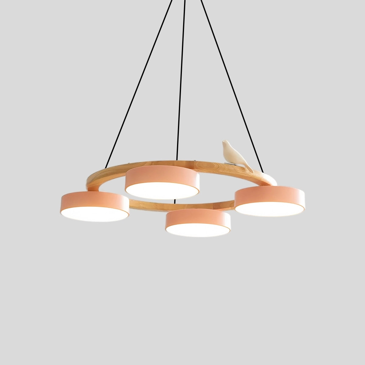 Antizer Sienna Bird Round Chandelier for Living Room 4 Heads Orange Pink
