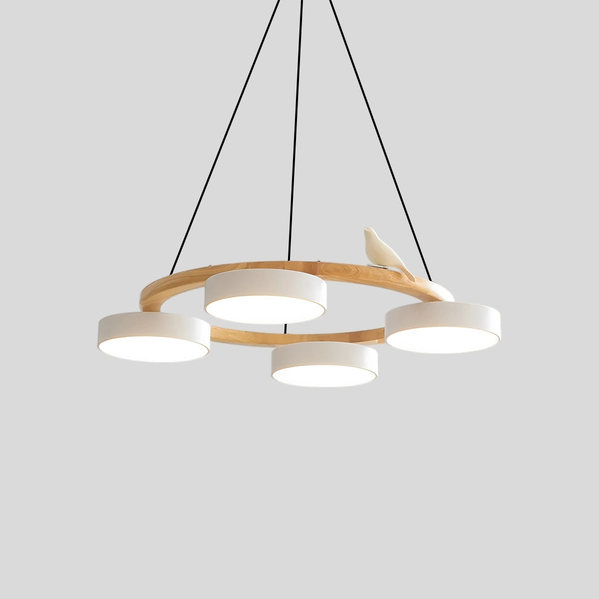 Antizer Sienna Bird Round Chandelier for Living Room 4 Heads White