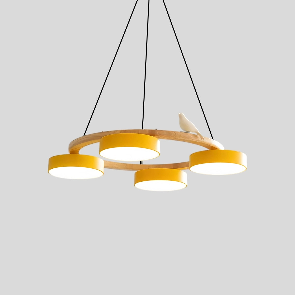 Antizer Sienna Bird Round Chandelier for Living Room 4 Heads Yellow