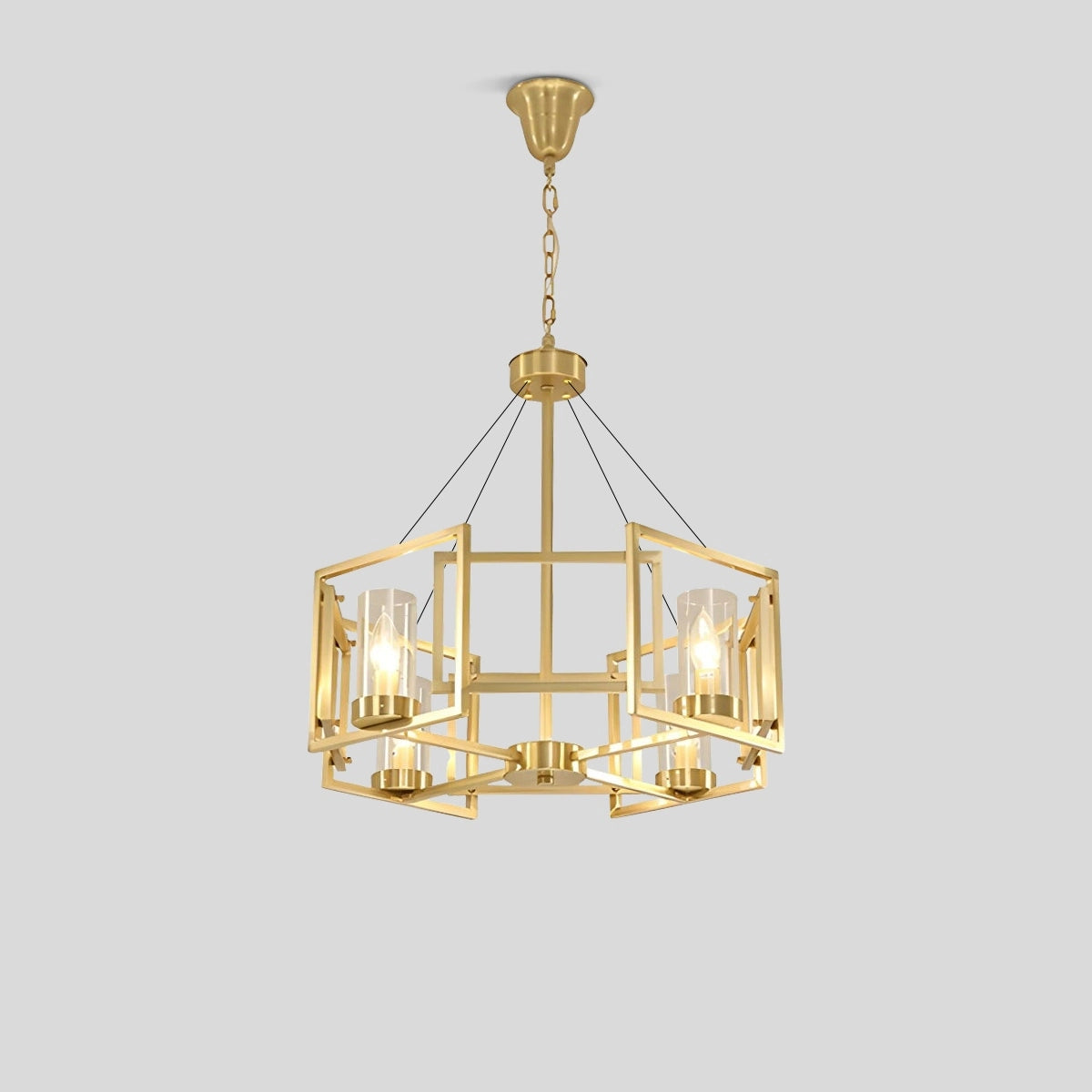 Antizer Modern Luxury All Copper Chandelier 4 Heads Warm Light