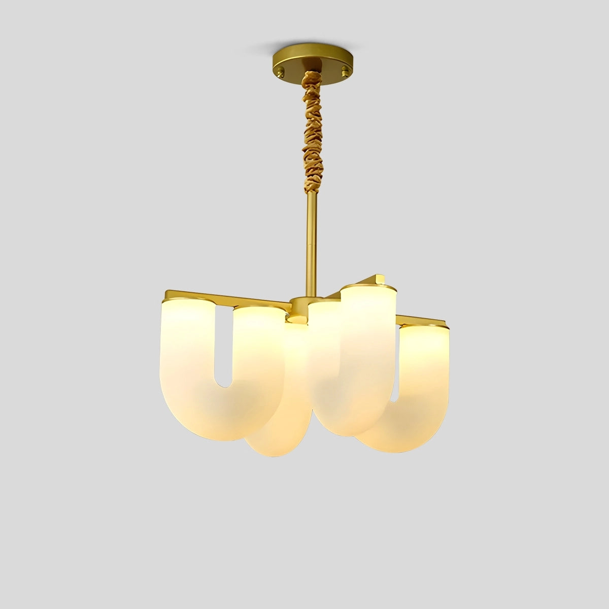 Antizer U-Shaped Milk Glass Chandelier Gold+White 4 Lights
