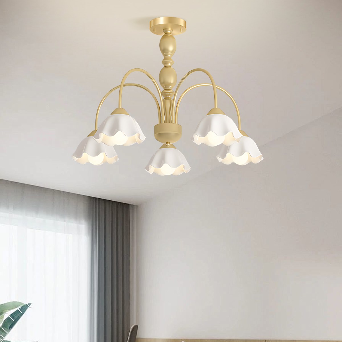Antizer French Pastoral Style Flower Chandelier