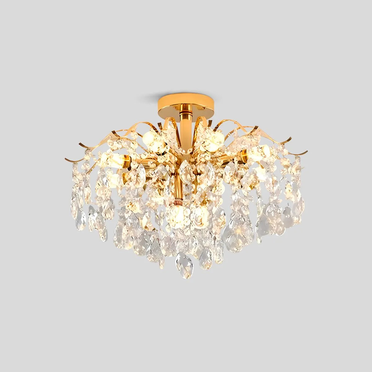 Antizer French Vintage Crystal Ceiling Chandelier 50cm / 19.69" Tricolor Dimming