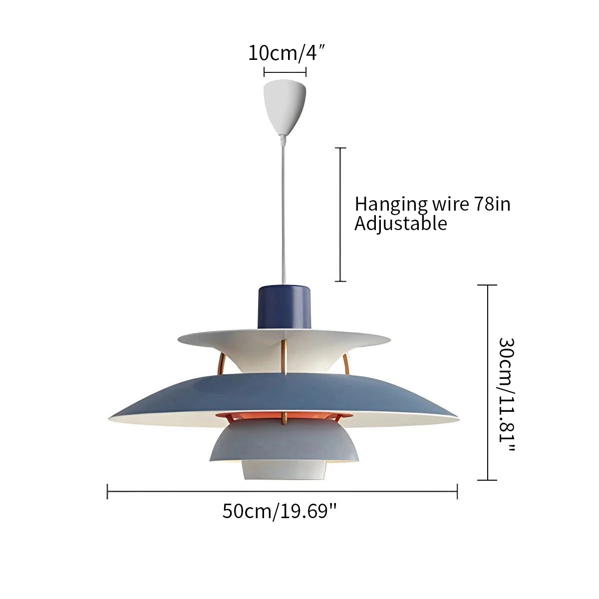 Blue PH5 multi pendant lamp dimensions