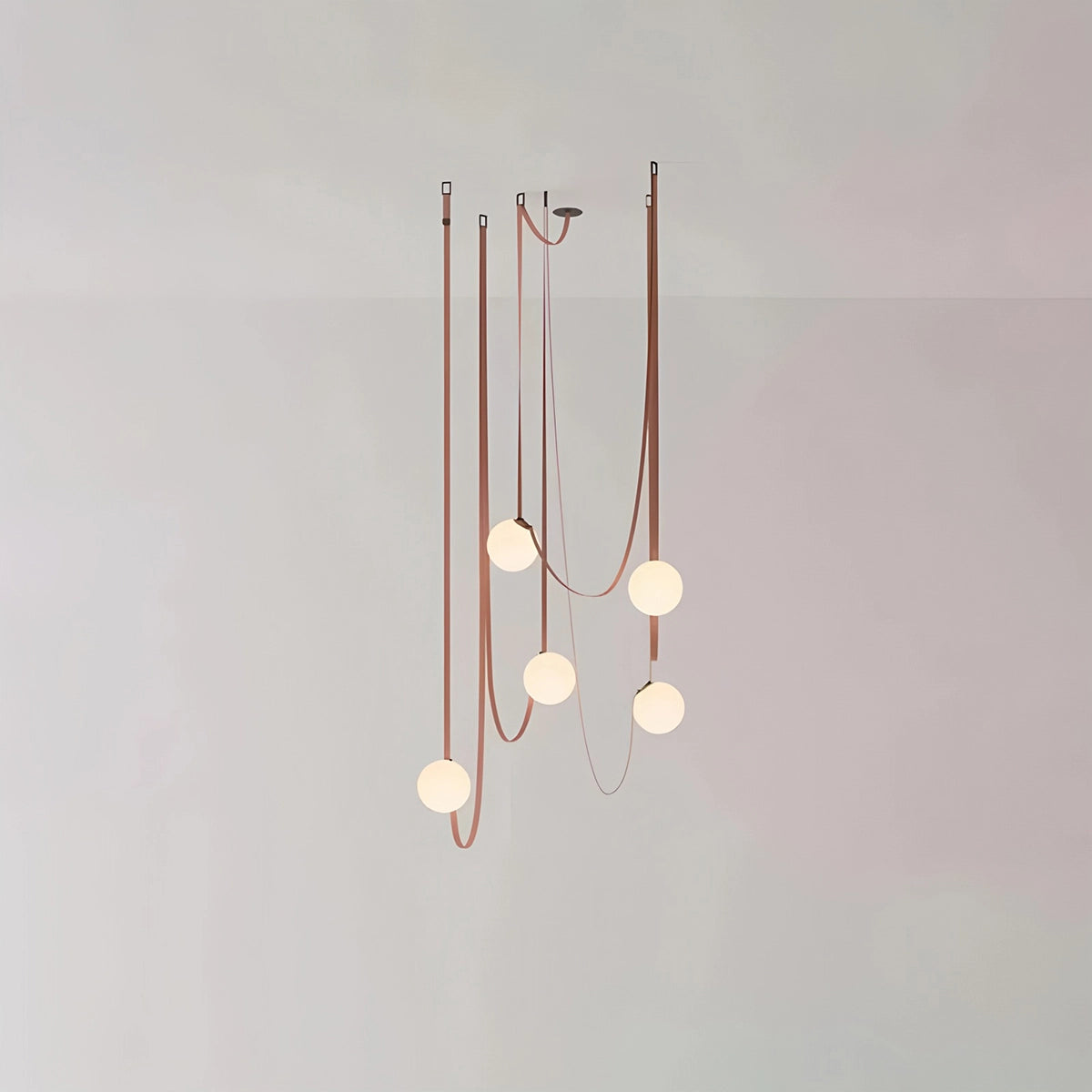 Antizer Modern Leather Strap Globe Pendant Light 5 lights