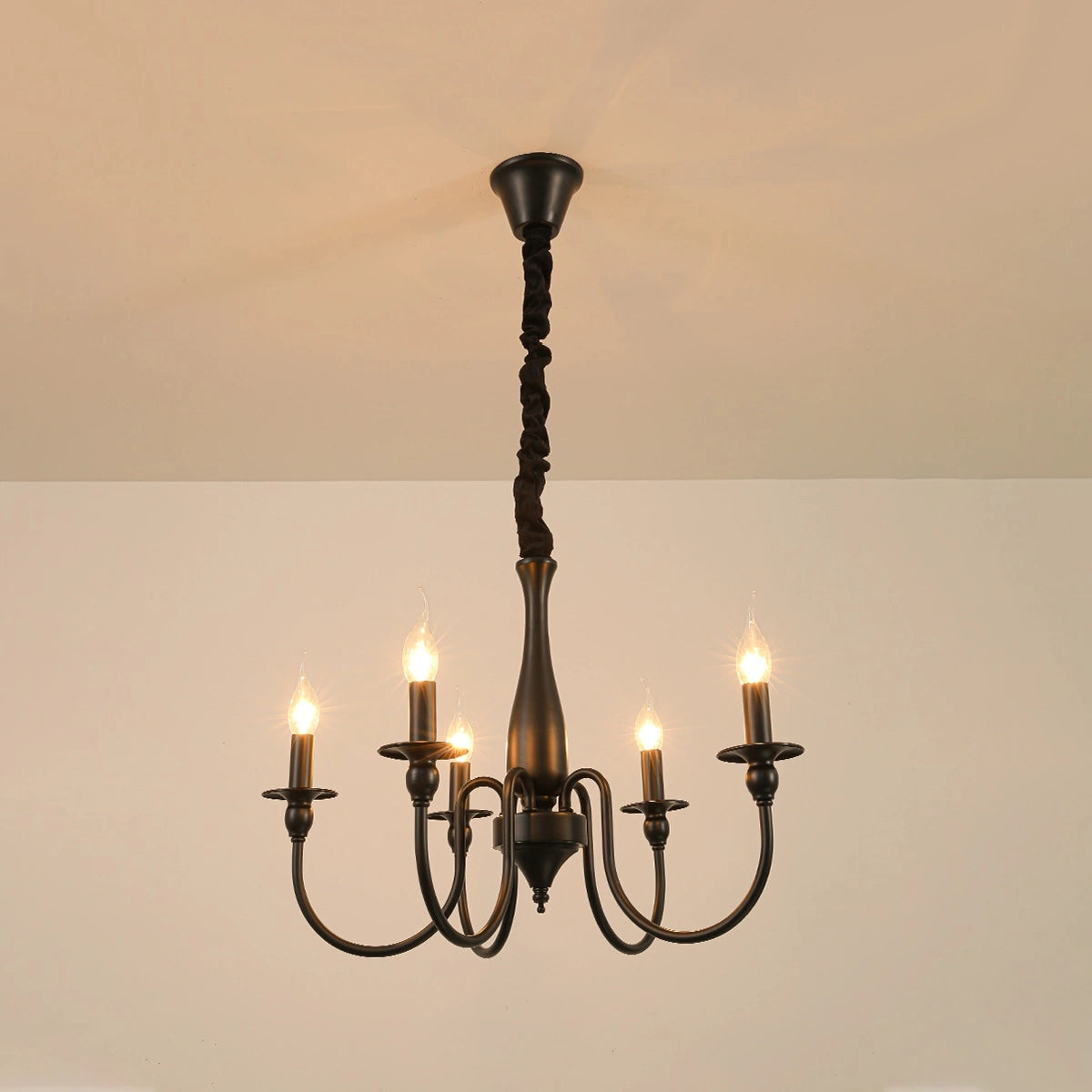 Antizer American Retro Black Candle Chandelier 5 Lights